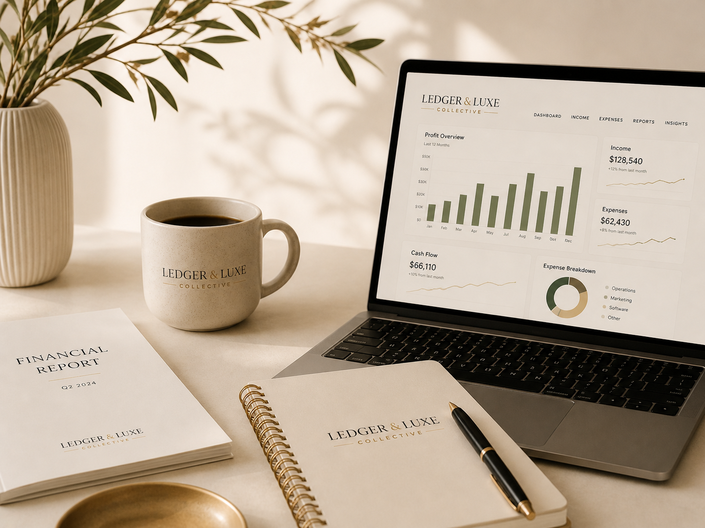 Ledger & Luxe financial workspace